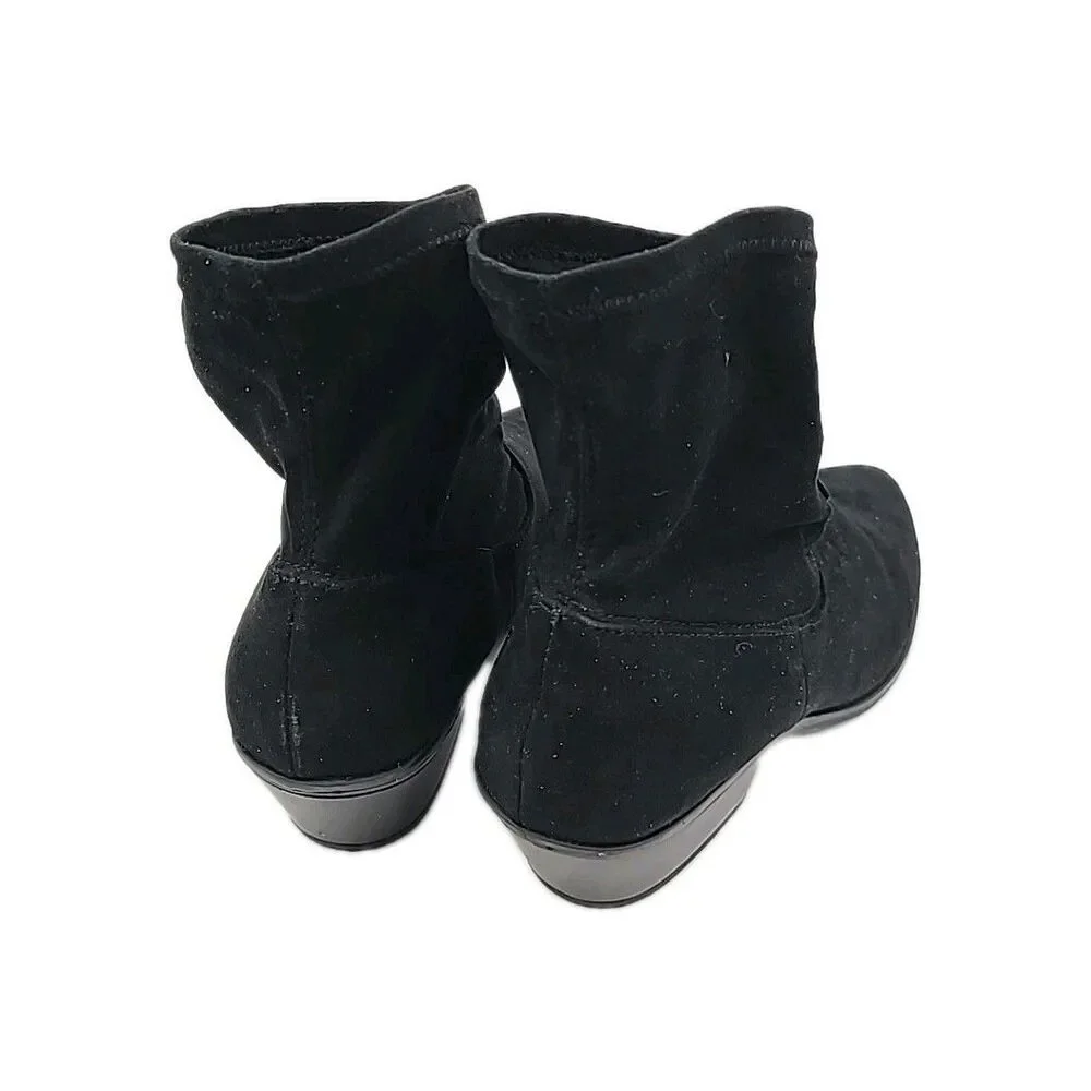 Target Brand Womens Block Heel Ankle Boots Faux Black Suede Size 9.5
